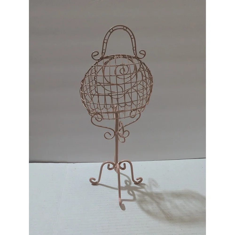 Pink‎ Metal Wire Purse Handbag Decorative Tabletop Stand jewelry Pedestal 15in